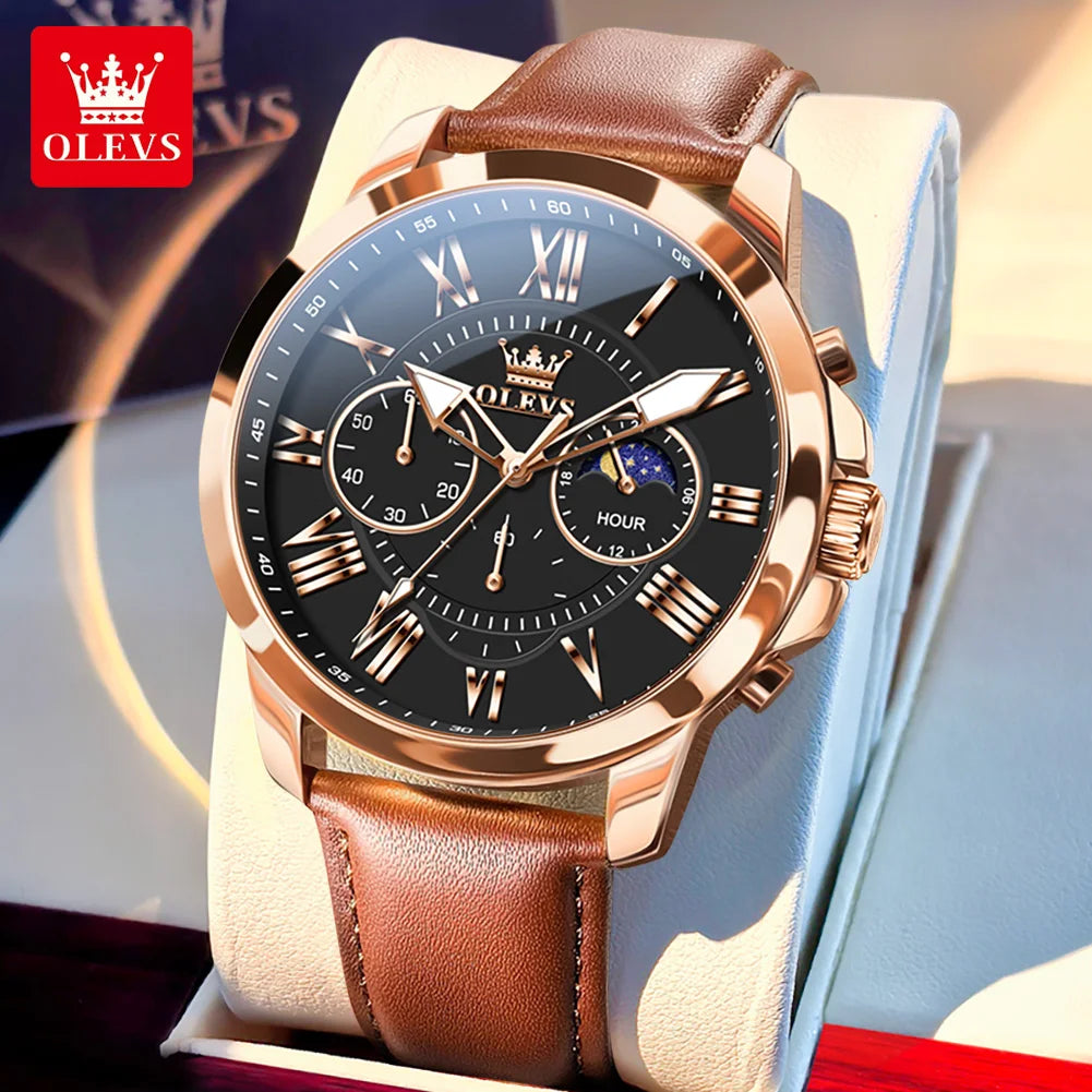 Relógio Masculino OLEVS – Pulseira de Couro