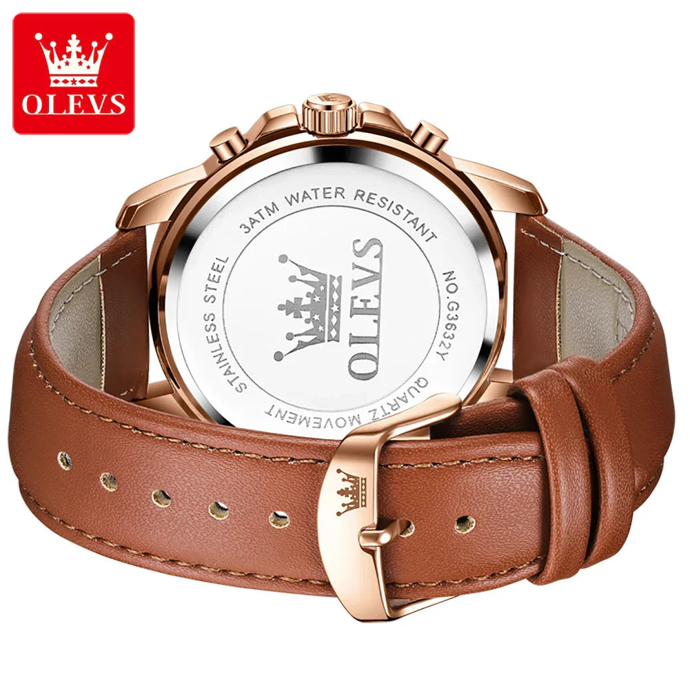 Relógio Masculino OLEVS – Pulseira de Couro