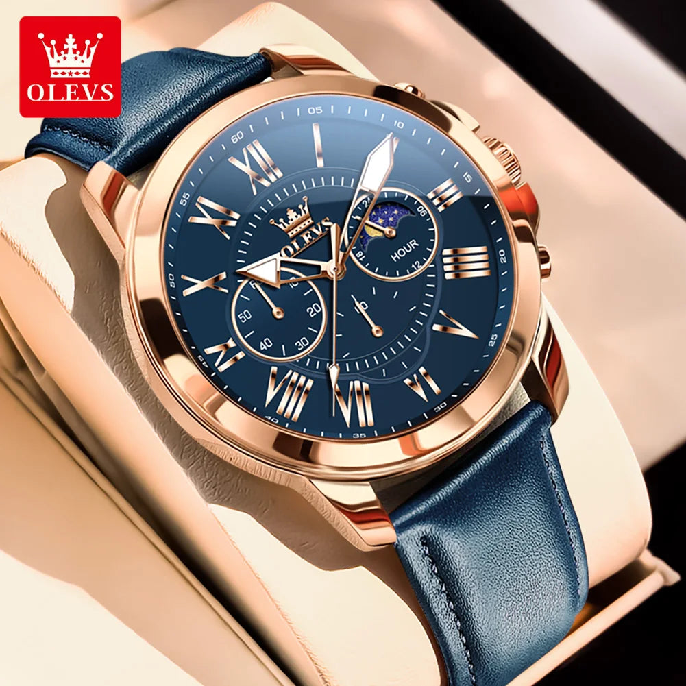 Relógio Masculino OLEVS – Pulseira de Couro