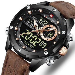 Relógio masculino Navi Force digital com pulseira em courox