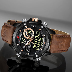Relógio masculino Navi Force digital com pulseira em courox
