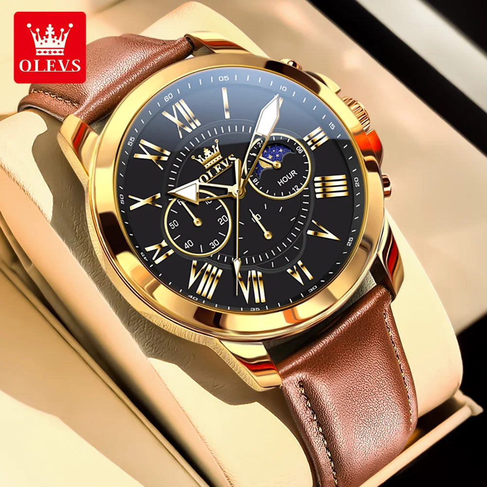 Relógio Masculino OLEVS – Pulseira de Couro