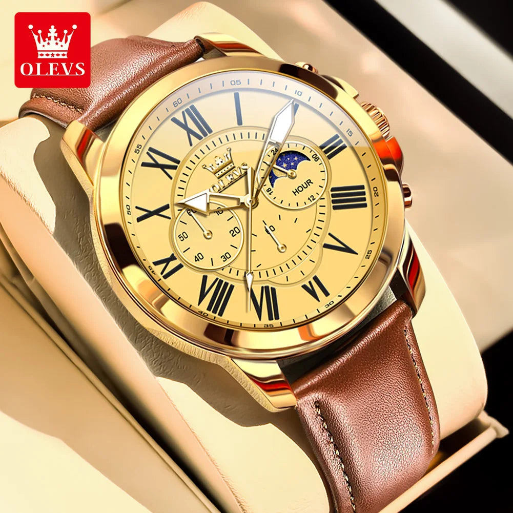 Relógio Masculino OLEVS – Pulseira de Couro