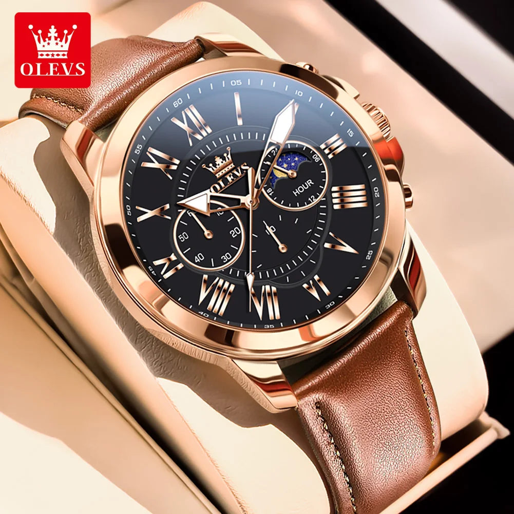 Relógio Masculino OLEVS – Pulseira de Couro