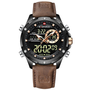 Relógio masculino Navi Force digital com pulseira em courox